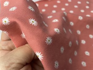 Bomuldsjersey  - pale blush med små hvide blomster